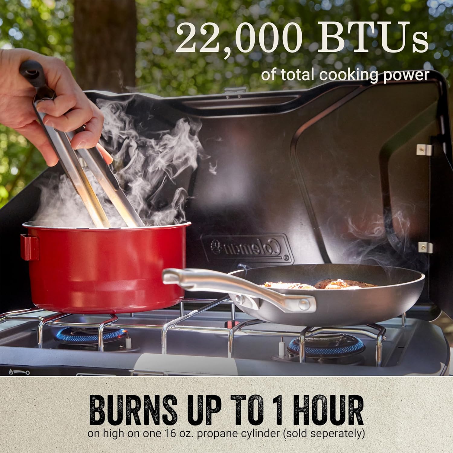 Coleman Triton+ 2-Burner Propane Camping Stove with InstaStart Ignition, Portable Camping Cooktop with 2 Adjustable Burners & Wind Guards, 22,000 BTUs of Power for Camping, Tailgating, Grilling - Image 3