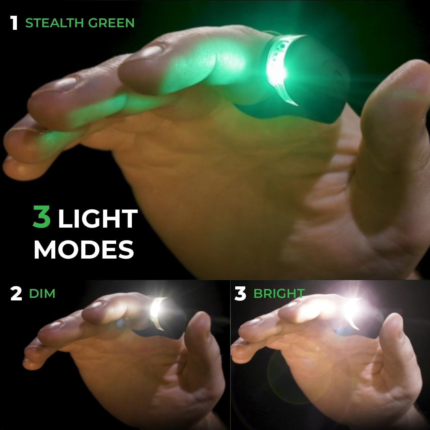 2-Pack, High Tech Wearable LED Flashlight, Faster and Easier Than a Headlamp, Rechargeable, 3 Light Modes, Waterproof, One Size Fits Most, Black - Image 3
