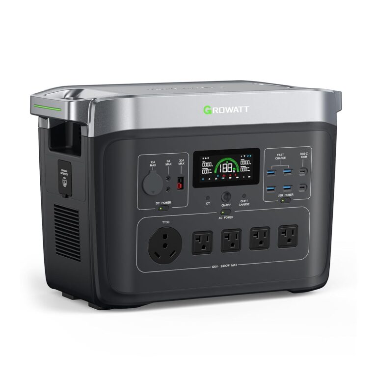 GROWATT INFINITY 2000 Pro Portable Power Station, 2048Wh LiFePO4 Battery, 2400W AC Output Electric Generator, Solar Generator for Home Backup, Camping, RVs, EPS Emergency (Solar Panel Compatible)