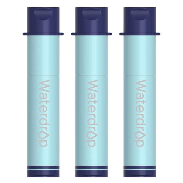 Waterdrop Gravity Water Filter Straw, Camping Water Filtration System, Water Purifier Survival for Travel, Backpacking and Emergency Preparedness, 0.1 Micron, 3 Pack, Light Blue