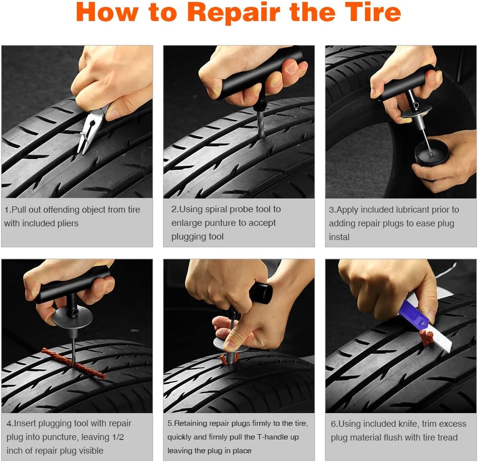 AUTOWN Tire Repair Kit - 68pcs Heavy Duty Tire Plug Kit, Universal Tire Repair Tools to Fix Punctures and Plug Flats Patch Kit for car Motorcycle, Truck, ARB,ATV, Tractor, RV, SUV, Trailer - Image 5