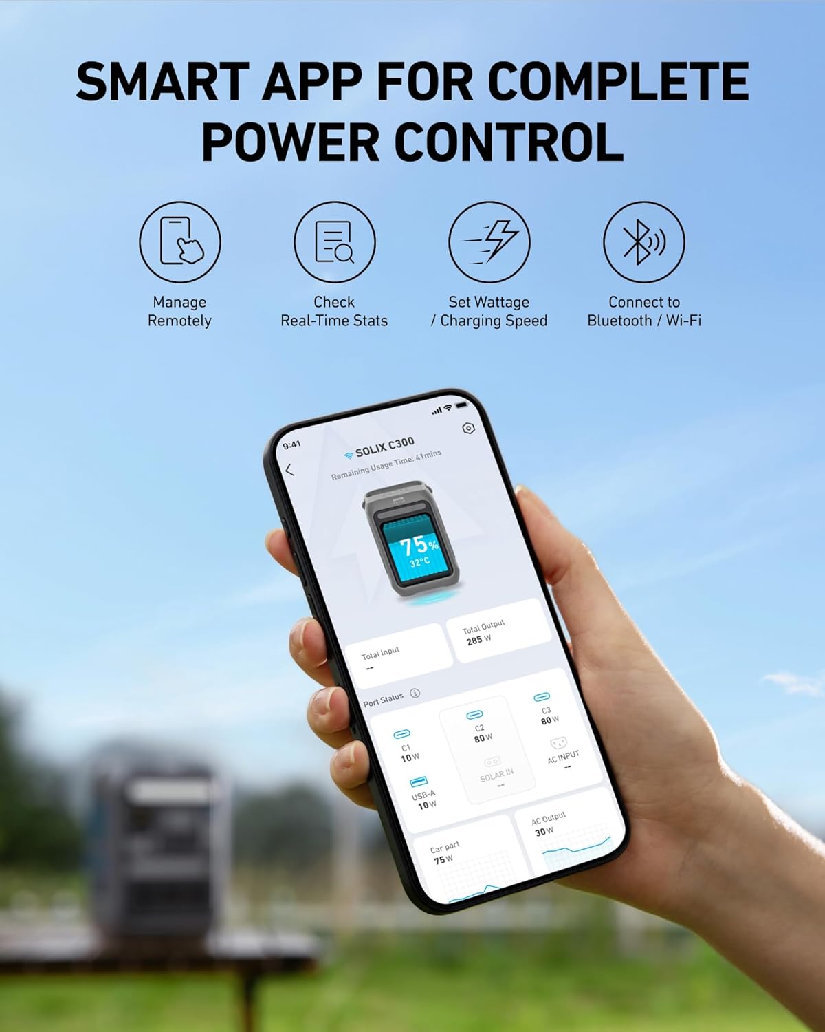 Anker Portable Power Station SOLIX C300, 288Wh LiFePO4 Backup Battery, 300W Solar Generator, 140W Two-Way Fast Charging, for Camping, Hunting, Travel, Blackout & Emergencies (Solar Panel Optional) - Image 8