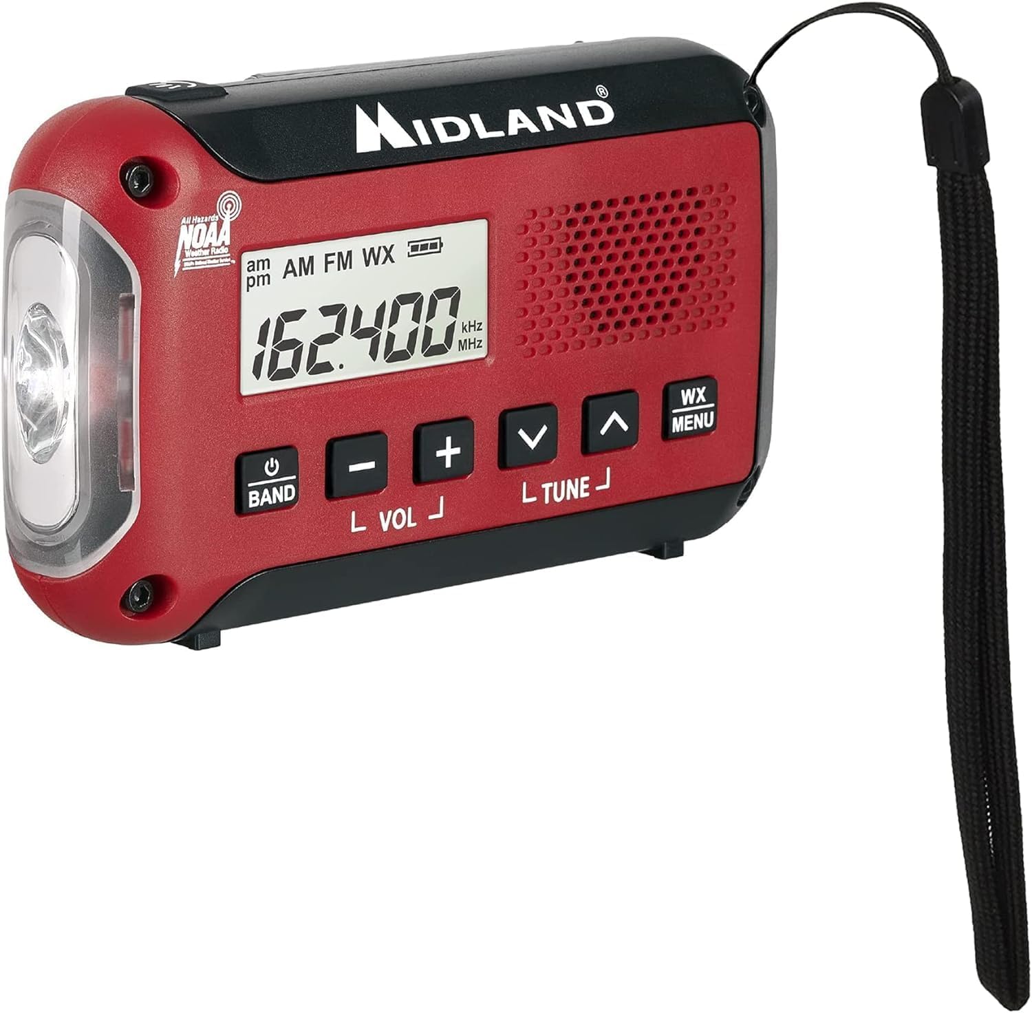 Midland® - ER10VP Weather Radio with Flashlight & Emergency Alert - AM/FM Radio - Compact and Easy to Carry - SOS Strobe Signal and Headphone Jack - Image 7