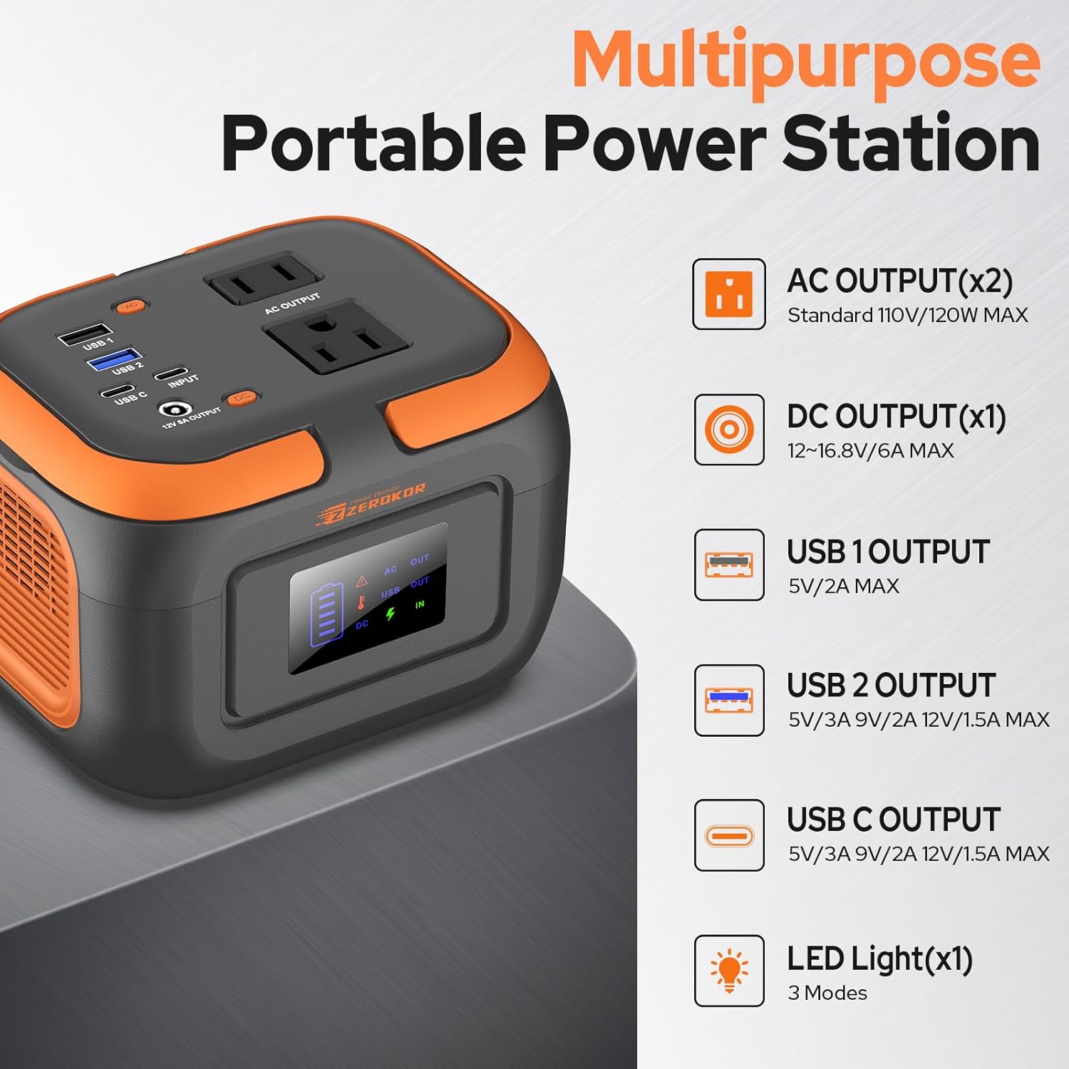Portable Power Station 120W, Power Bank with AC Outlet, Portable Generator 97.6Wh External Battery Power Pack with USB C Input for Camping Home Van Life Adventure Backup - Image 4