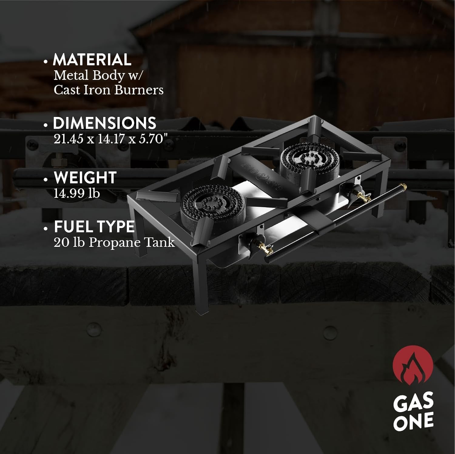 GasOne High Pressure Double Propane Burner - Outdoor Cooking with Heat Shield and Guard – Propane Burner Head for Camping, Tailgating, Seafood Boil, Home Brewing - Patent Pending - Image 3