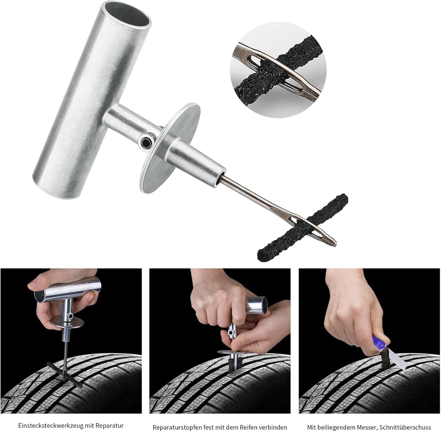 AUTOWN Tire Repair Kit - 68pcs Heavy Duty Tire Plug Kit, Universal Tire Repair Tools to Fix Punctures and Plug Flats Patch Kit for car Motorcycle, Truck, ARB,ATV, Tractor, RV, SUV, Trailer - Image 4