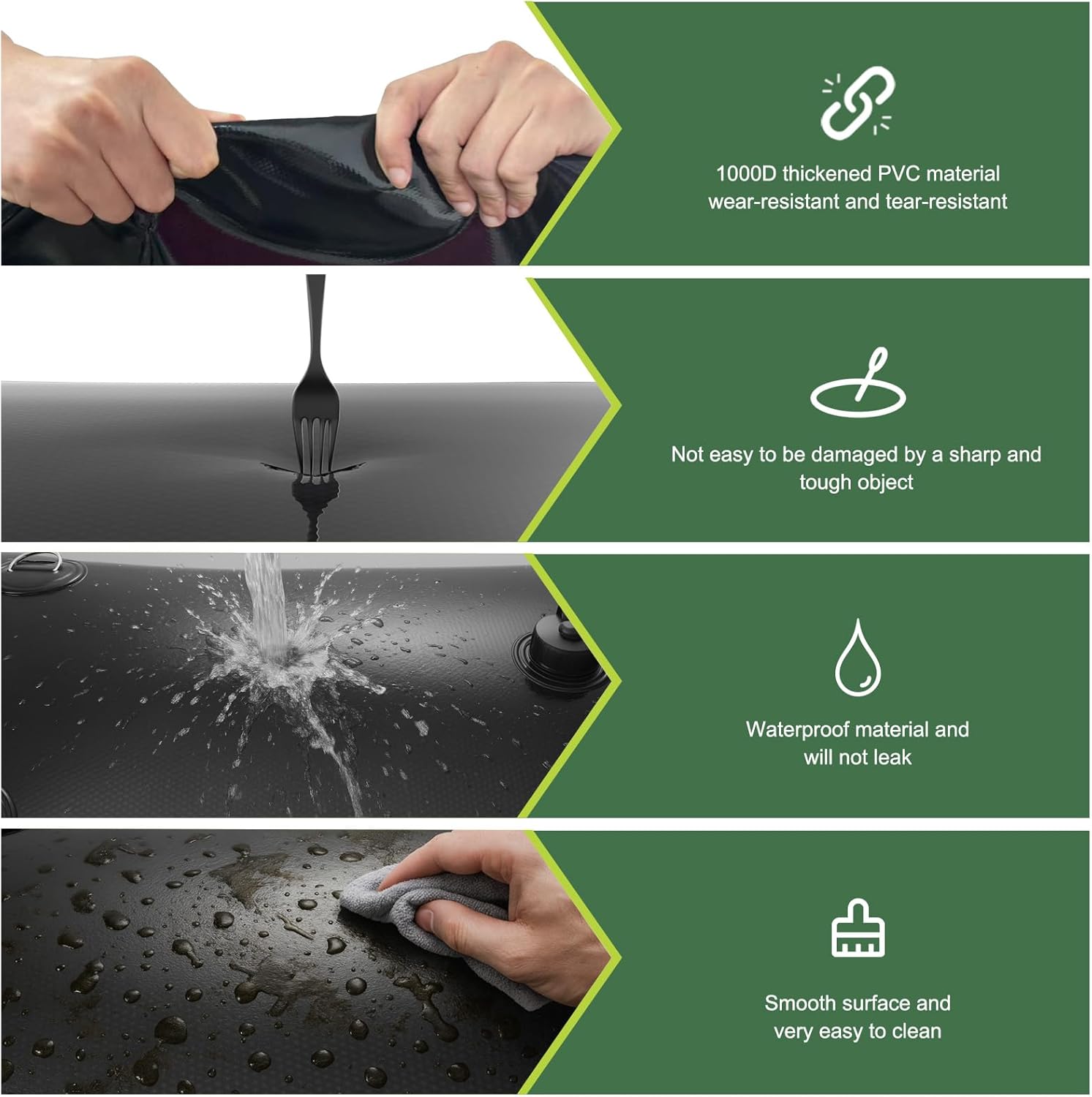 65 Gallon Water Bladder, 1000D PVC Foldable Portable Water Tank, Black Large Capacity Water Bag Container for Garden, Drought Resistance, Fire Prevention, Emergency Supply - Image 3