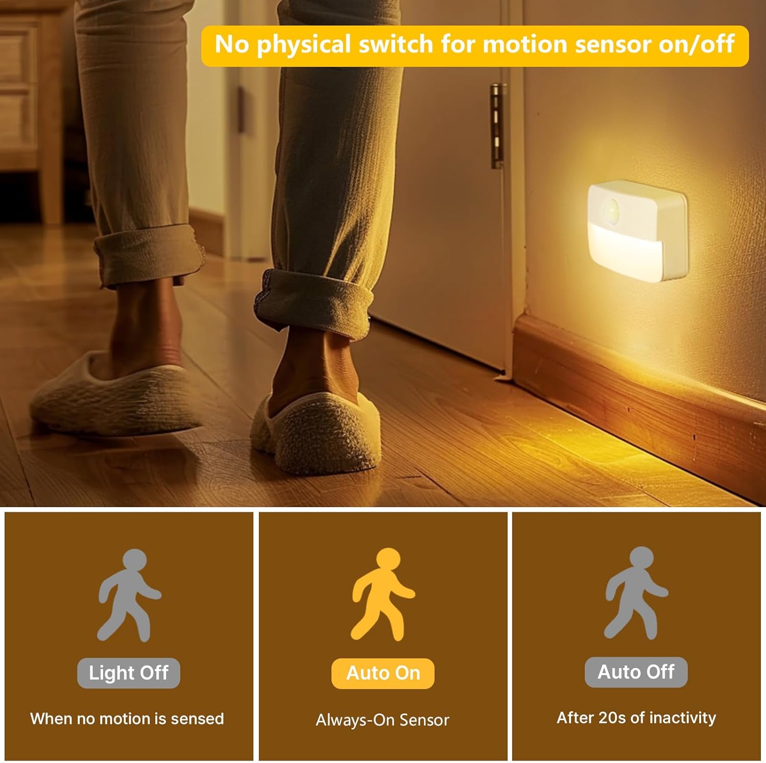 Guankai 8 Pack Motion Sensor Stair Light for Indoor, Battery Operated Closet Lights, Wireless Stick on Anywhere Hallway Lamp, Portable Led Night Lamps for Bedroom Under Cabinet Kitchen - Image 3