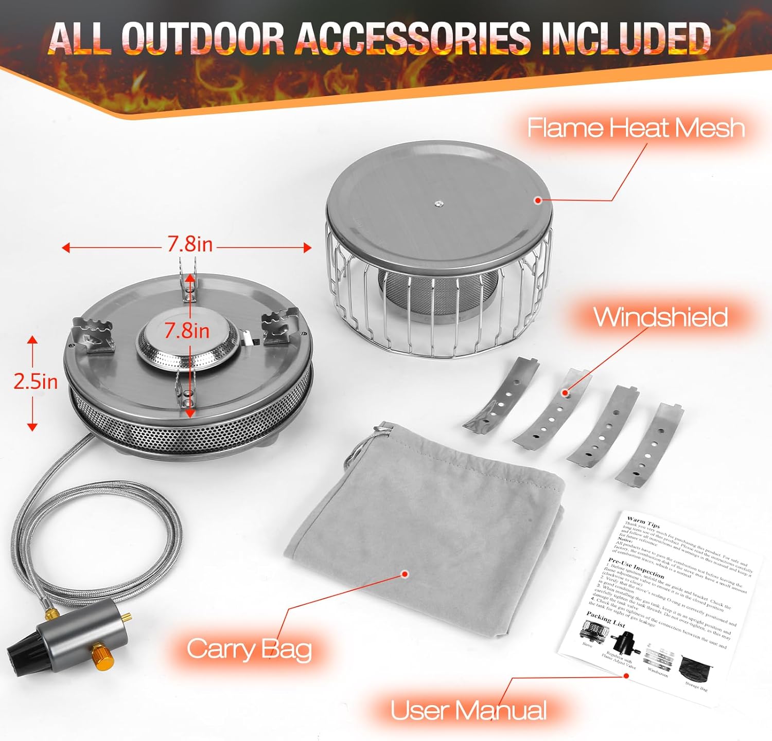Propane Camping Stove, Portable Camp Gas Stove 13500BTU Burners with Piezo Ignition, Carrying Bag - Image 5