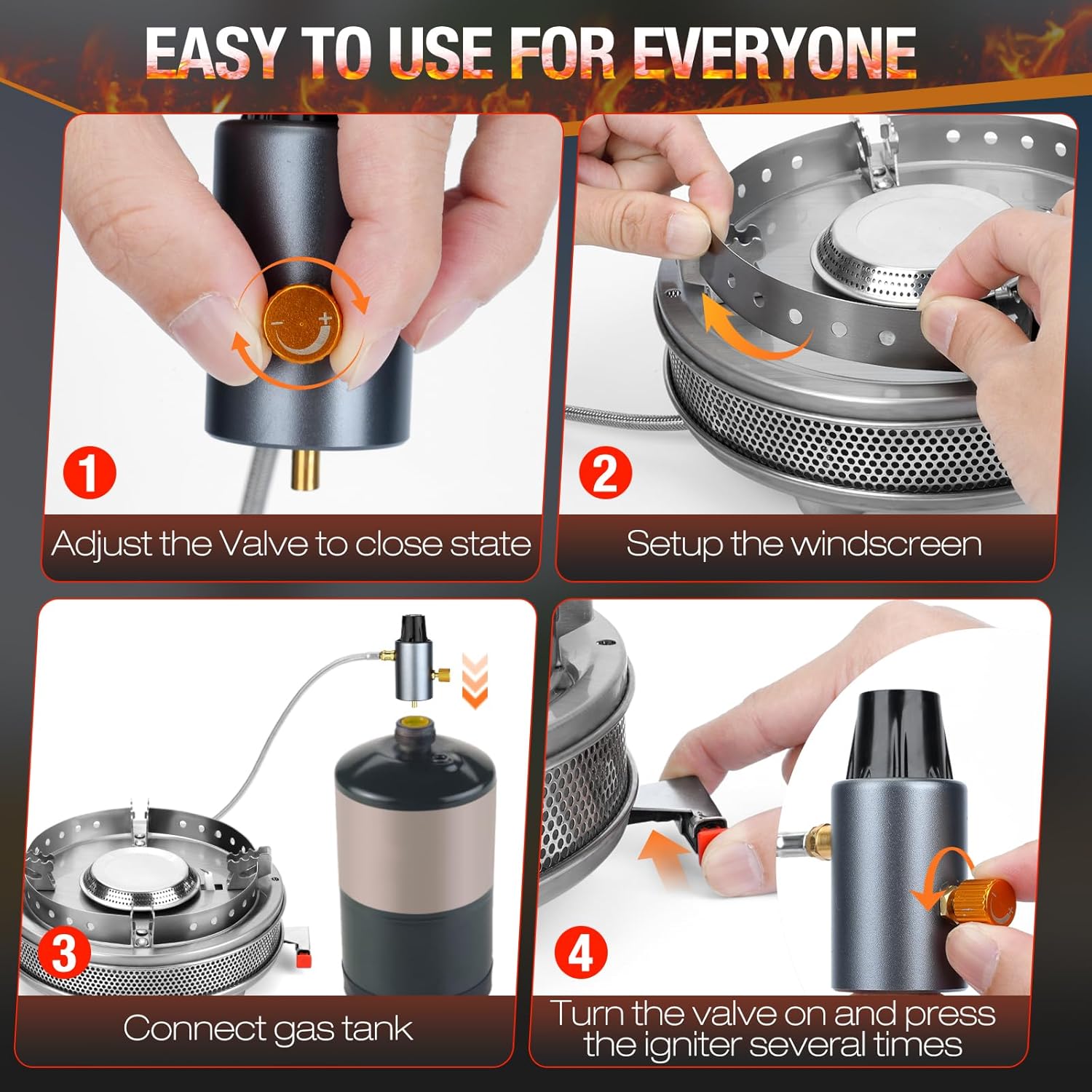 Propane Camping Stove, Portable Camp Gas Stove 13500BTU Burners with Piezo Ignition, Carrying Bag - Image 4
