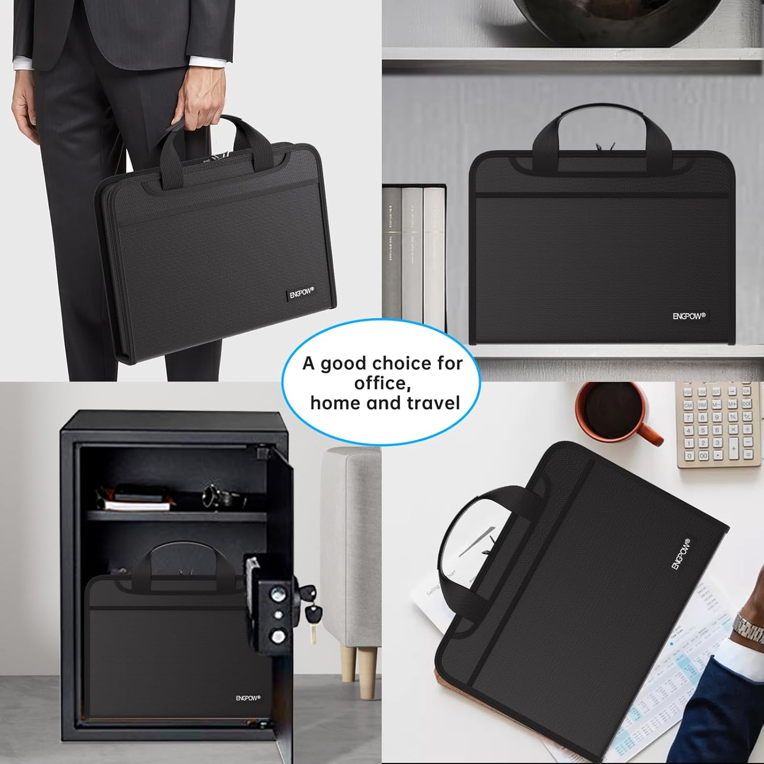 ENGPOW Accordion File Organizer, Fireproof Expanding File Folder with 13 Pockets Document Organizer with Handle & Labels, Portable Home Travel Safe Storage for Letter A4 Files and More, Black - Image 7