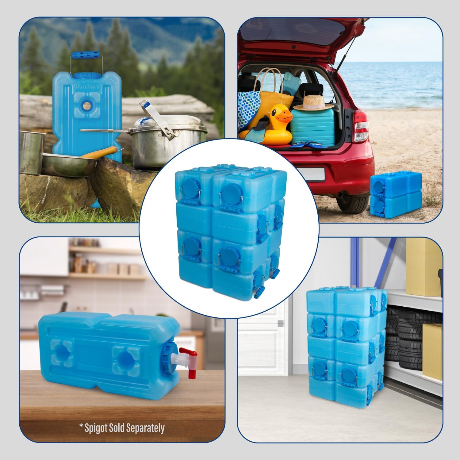 WaterBrick International WaterBrick Water Storage Containers for Emergency Water Storage | 8-Pack of Stackable 3.5 Gallon Water Container Bricks | Food-Grade HDPE Plastic | BPA-Free | STD Blue - Image 5