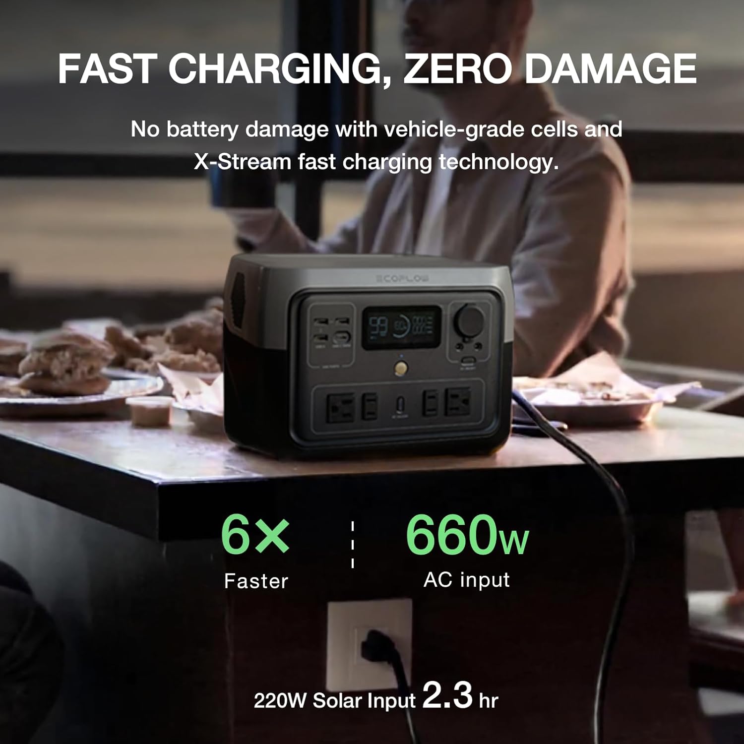 EF ECOFLOW Portable Power Station River 2 Max 500, 499Wh LiFePO4 Battery/ 1 Hour Fast Charging, Up to 1000W Output Solar Generator (Solar Panel Optional) for Outdoor Camping/RVs/Home Use - Image 2