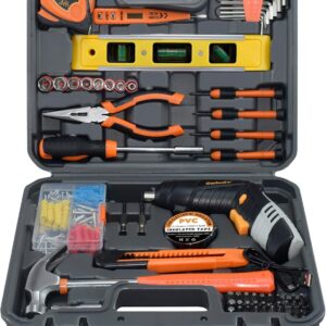 130-Piece Home Tool Kit with 3.6V E...