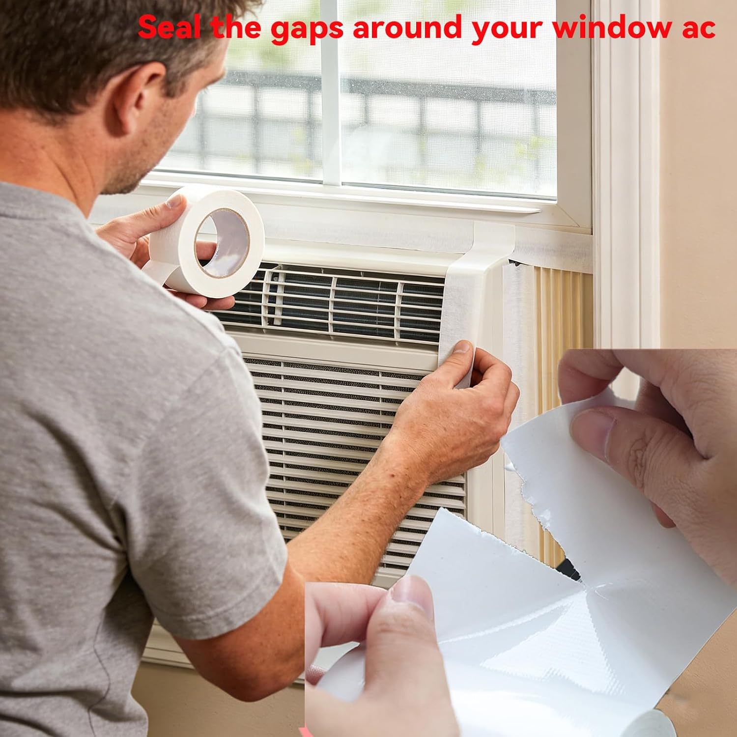 Birllaid White Window Sealing Tape, Window AC Tape, 3 Inch x 65 FT Waterproof Blocker for Cold Heat Air, Windproof, No Residue Strong adheisve - Image 5