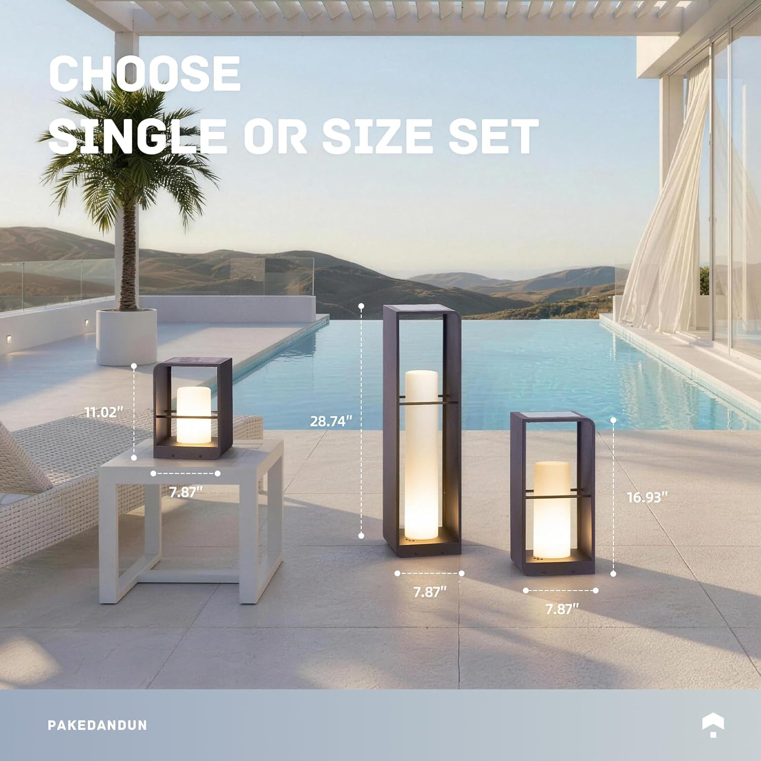 Outdoor Solar Lanterns Waterproof with IP65, LED Smart Outdoor Floor Lamp, Dimmable Floor Lamps with Remote Brightness & Timer Control, Solar Powered Outside Lantern Dusk to Dawn for Patio - Image 6