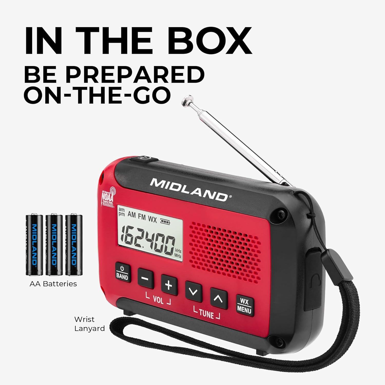 Midland® - ER10VP Weather Radio with Flashlight & Emergency Alert - AM/FM Radio - Compact and Easy to Carry - SOS Strobe Signal and Headphone Jack - Image 6