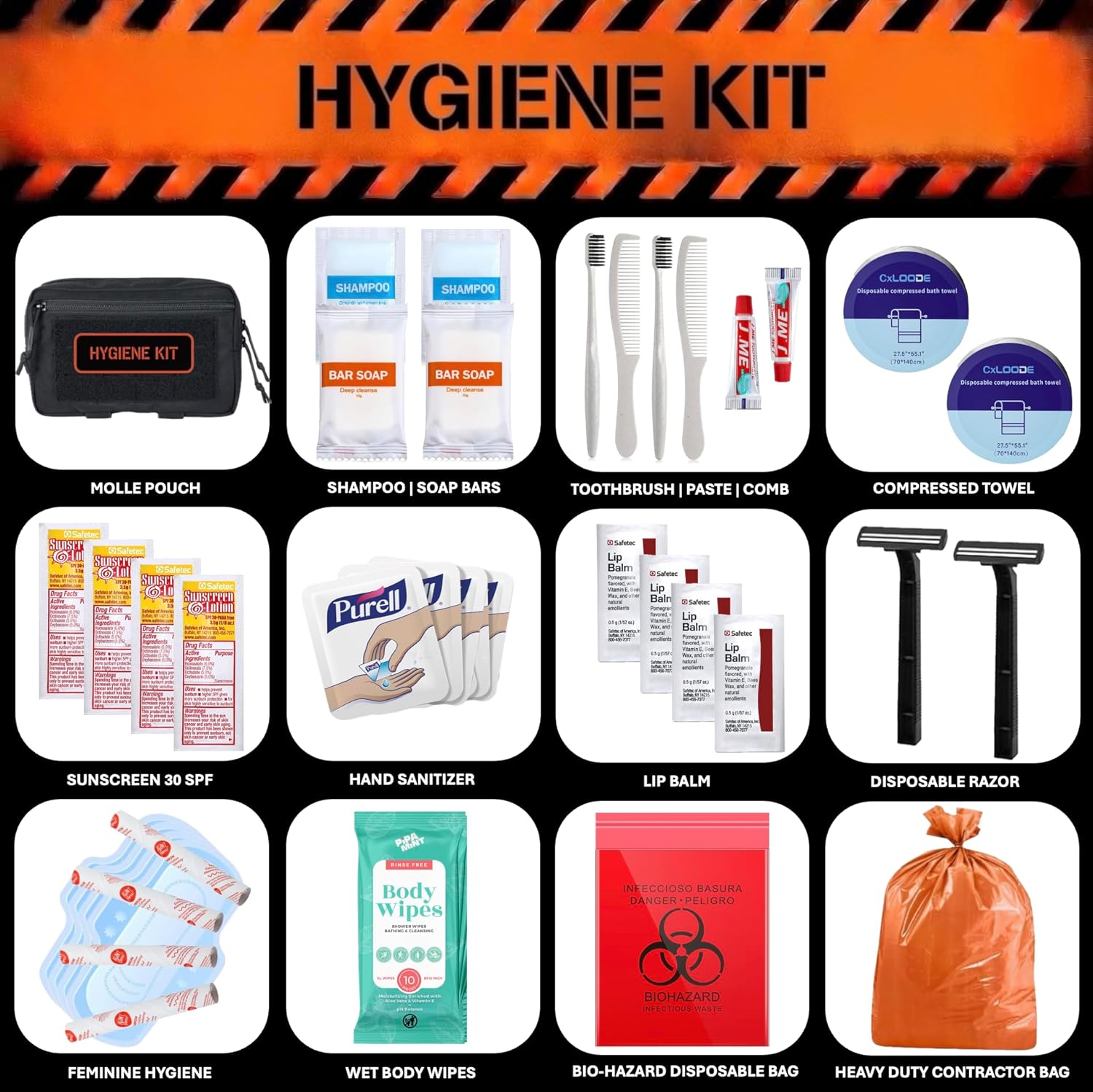 72 Hour Survival Kit - Two-Person 291 Pieces Survival Gear - 45L Go Bag Emergency Backpack, First Aid, Water Filter, Tools, Tent, Camping Essentials, Emergency Preparedness - THE Alpha - Image 6