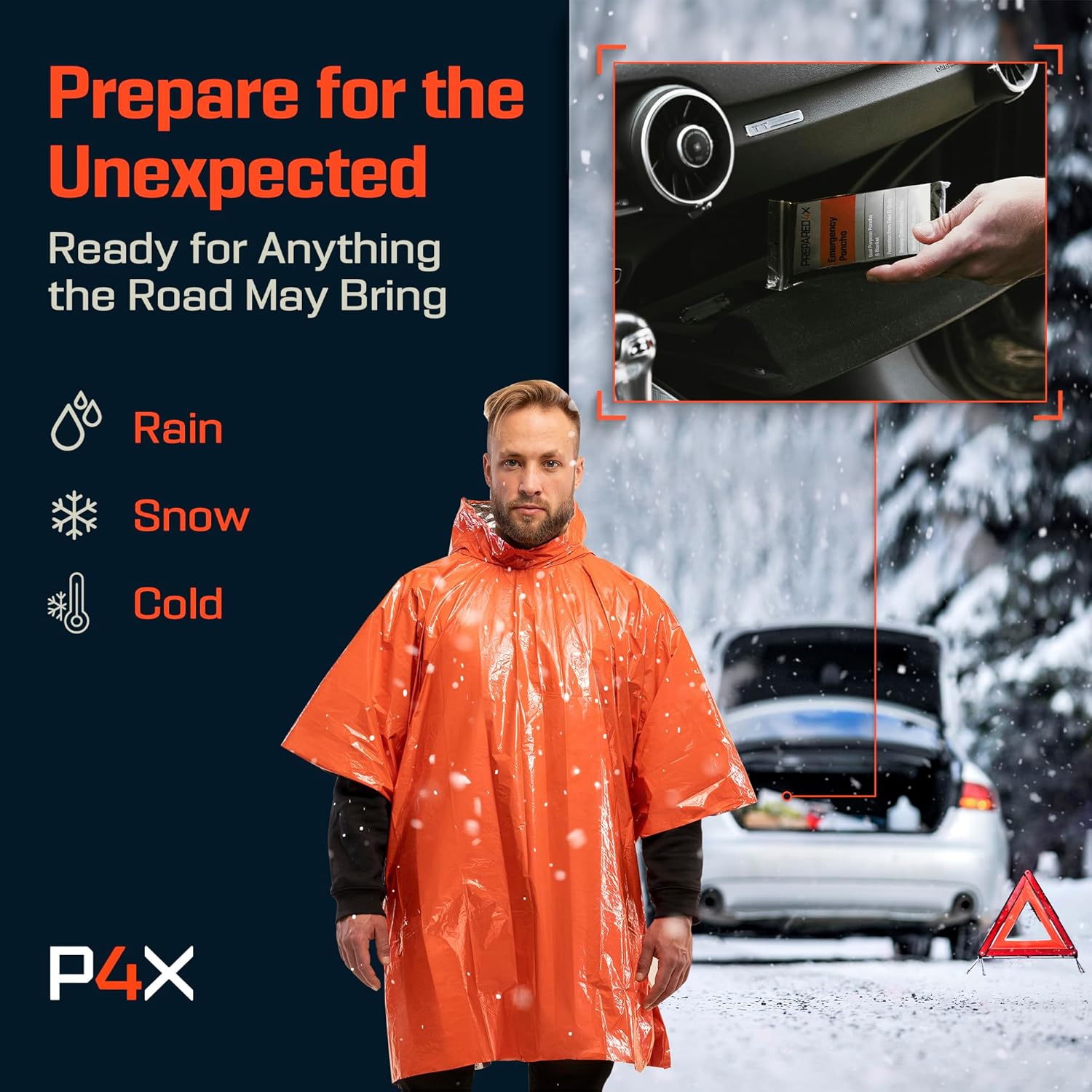 PREPARED4X Emergency Mylar Poncho – Survival Rain Poncho with Hood – Lightweight, Compact, Reusable Emergency Blanket Poncho for Hiking, Camping, Thermal Gear, Car Kit, Outdoors - Image 6
