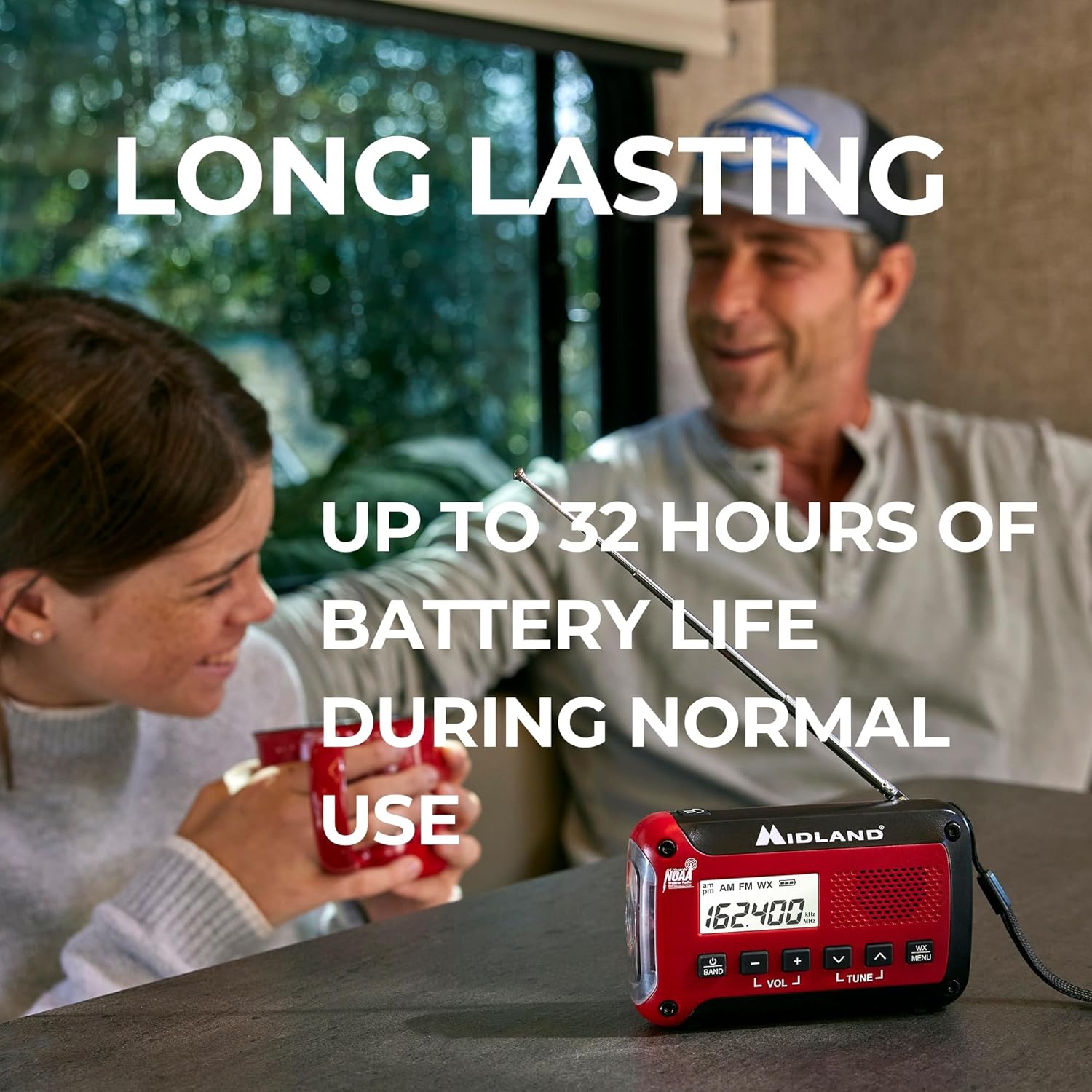 Midland® - ER10VP Weather Radio with Flashlight & Emergency Alert - AM/FM Radio - Compact and Easy to Carry - SOS Strobe Signal and Headphone Jack - Image 4