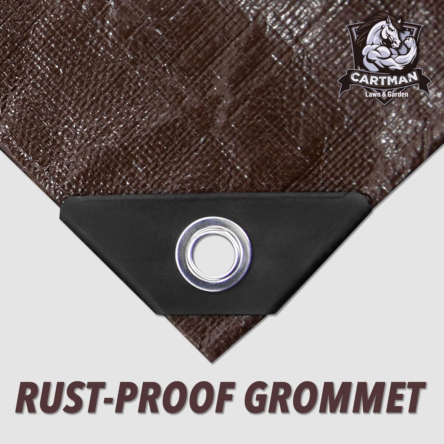 CARTMAN Finished Size 8x10 Feet Extra Thick 20 Mil Brown Ultra Heavy Duty Poly Tarp, Multipurpose Protective Cover, UV Resistant, Waterproof Poly Tarpaulin with Reinforced Edges - Image 4