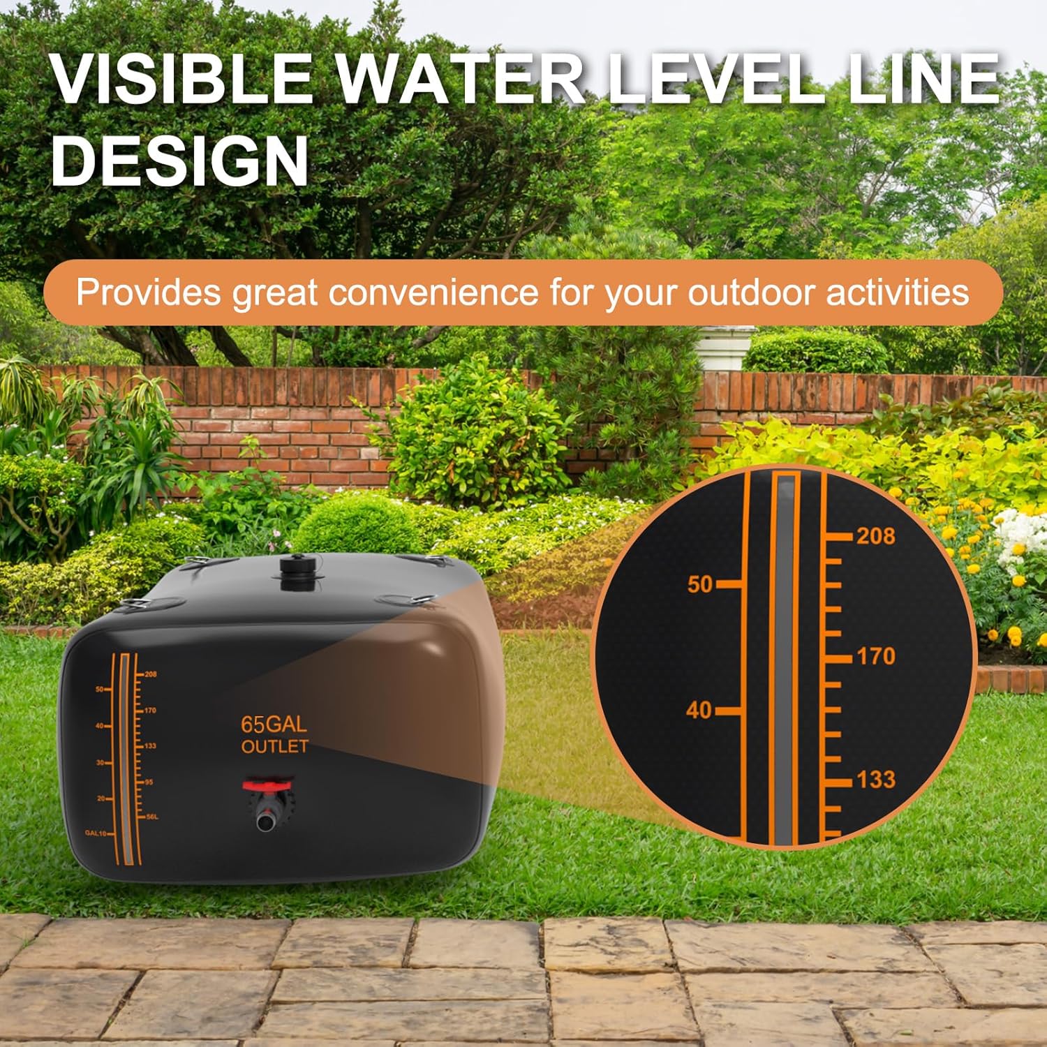 65 Gallon Water Bladder, 1000D PVC Foldable Portable Water Tank, Black Large Capacity Water Bag Container for Garden, Drought Resistance, Fire Prevention, Emergency Supply - Image 6