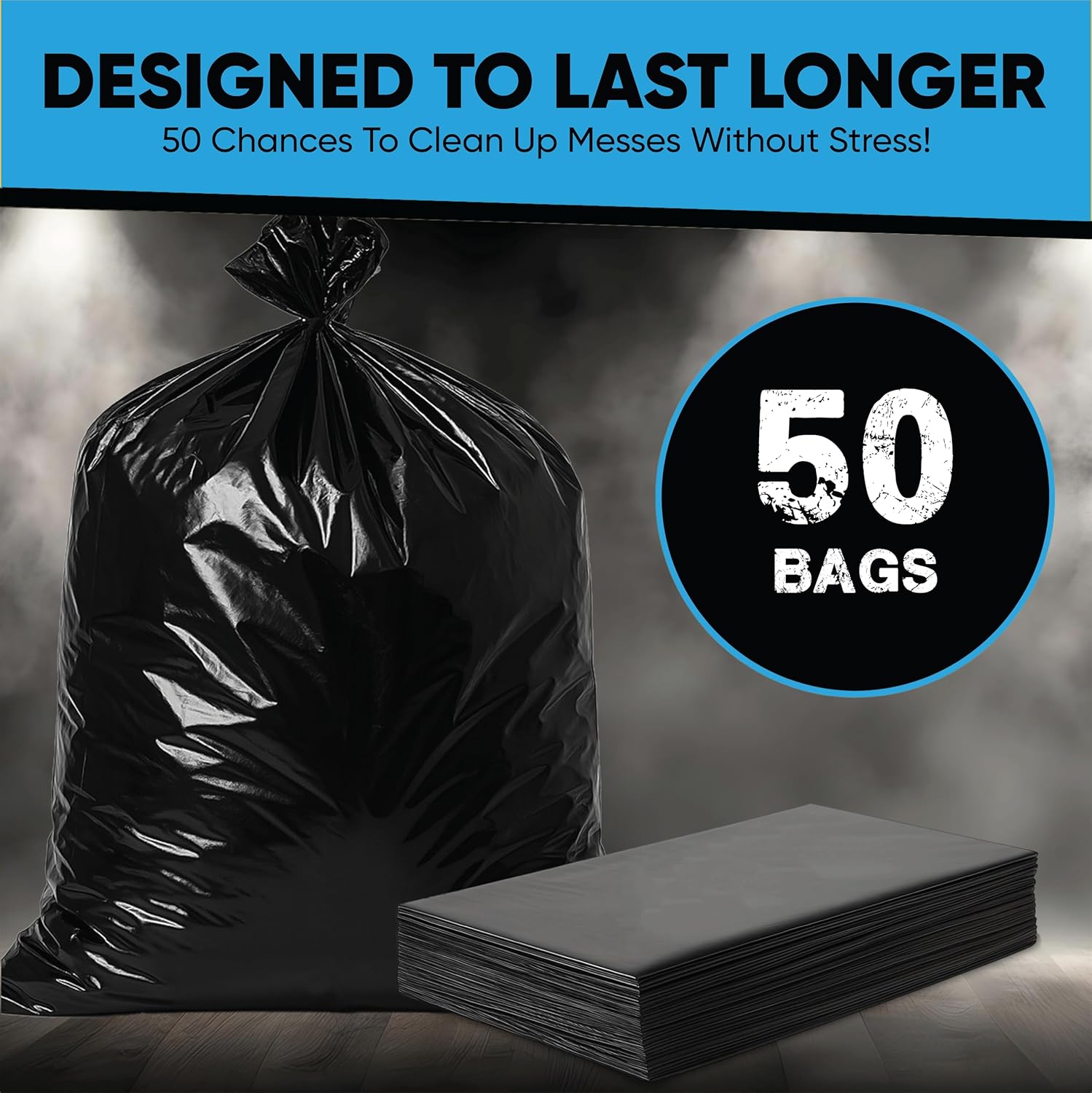 Contractor Garbage Bags 55 Gallon Heavy Duty | 50 Count | Construction Bags Heavy Duty with Ties | 55-60 Gallon Trash Bag for Contractors - Image 3