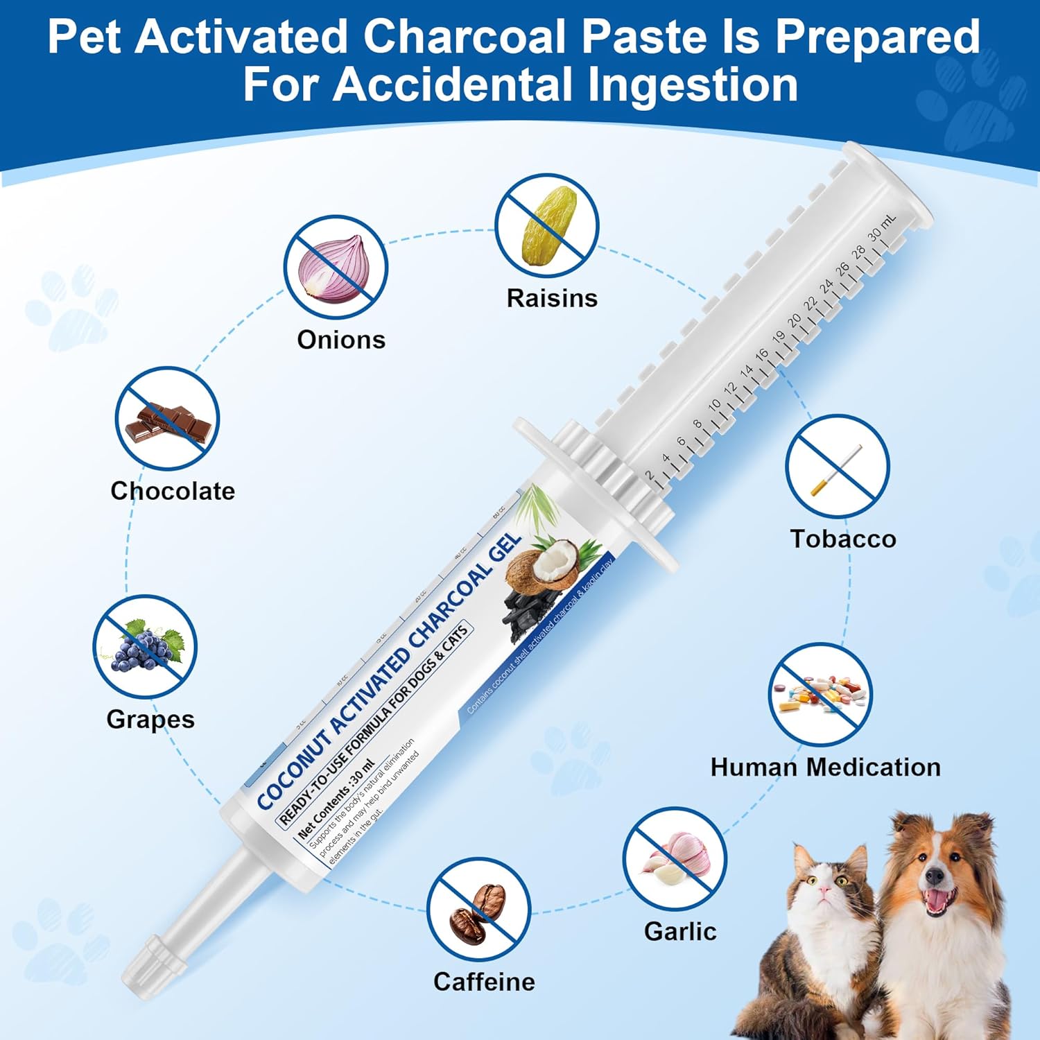 Pet Emergency Activated Charcoal Paste, Toxin Absorber for Dogs & Cats, Aids Digestive System Recovery, Pet First Aid Kit, 30 ml - Image 2