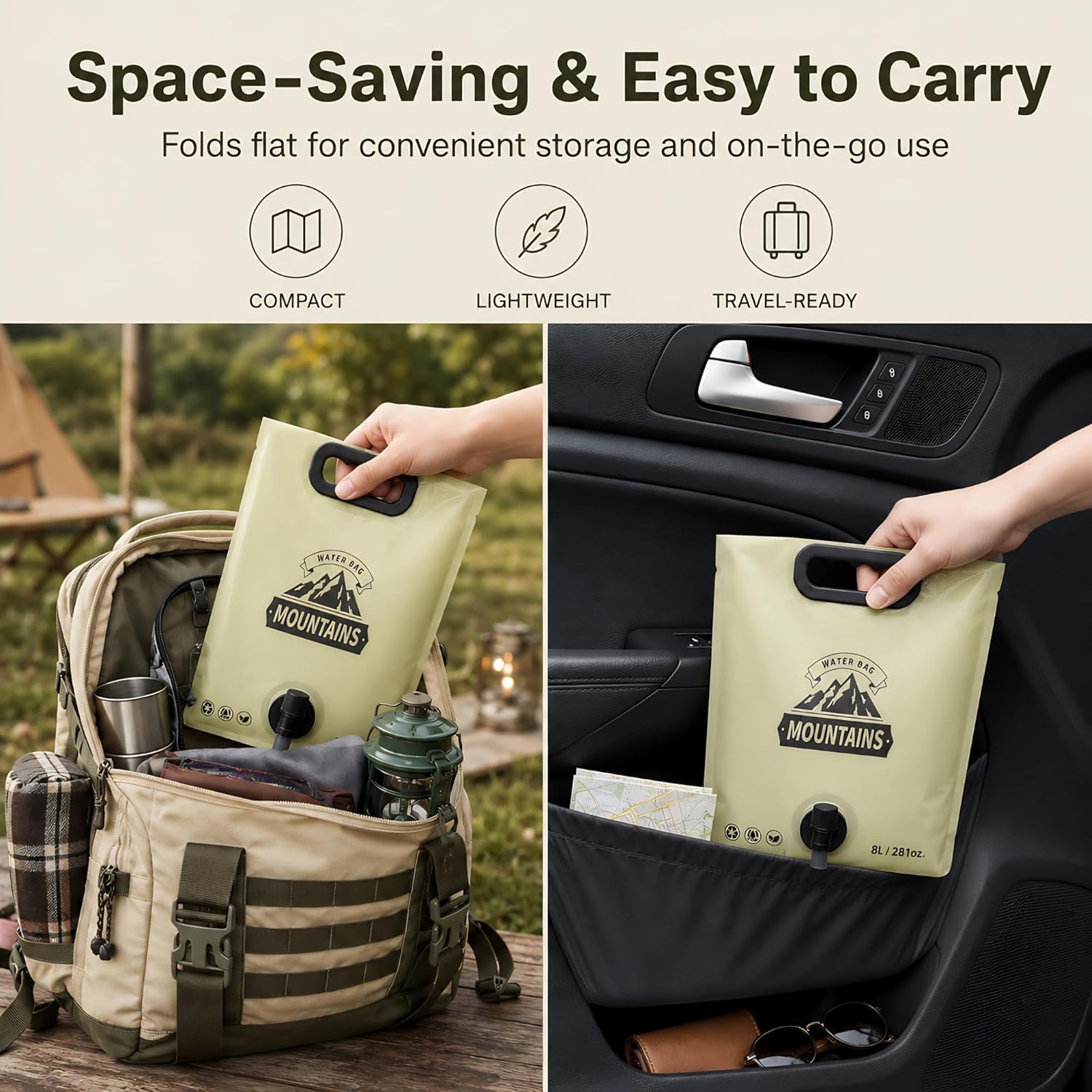 Collapsible Water Container Portable Water Jug with Spigot for Camping, Foldable Hiking Gear, Leakproof Liquid Carrier for Hiking, Travel, Emergency Preparedness, Outdoor Use (1 Pack 2 Gallon) - Image 2