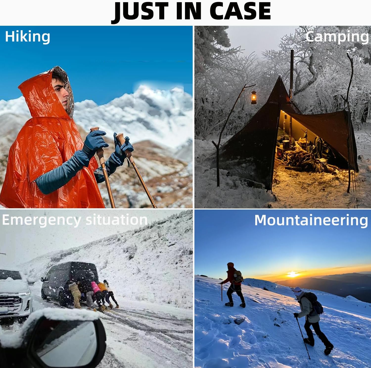 Thickened Emergency Rain Poncho, Thermal Poncho Survival Blankets Reusable Survival Ponchos for Camping, Hiking - Image 7