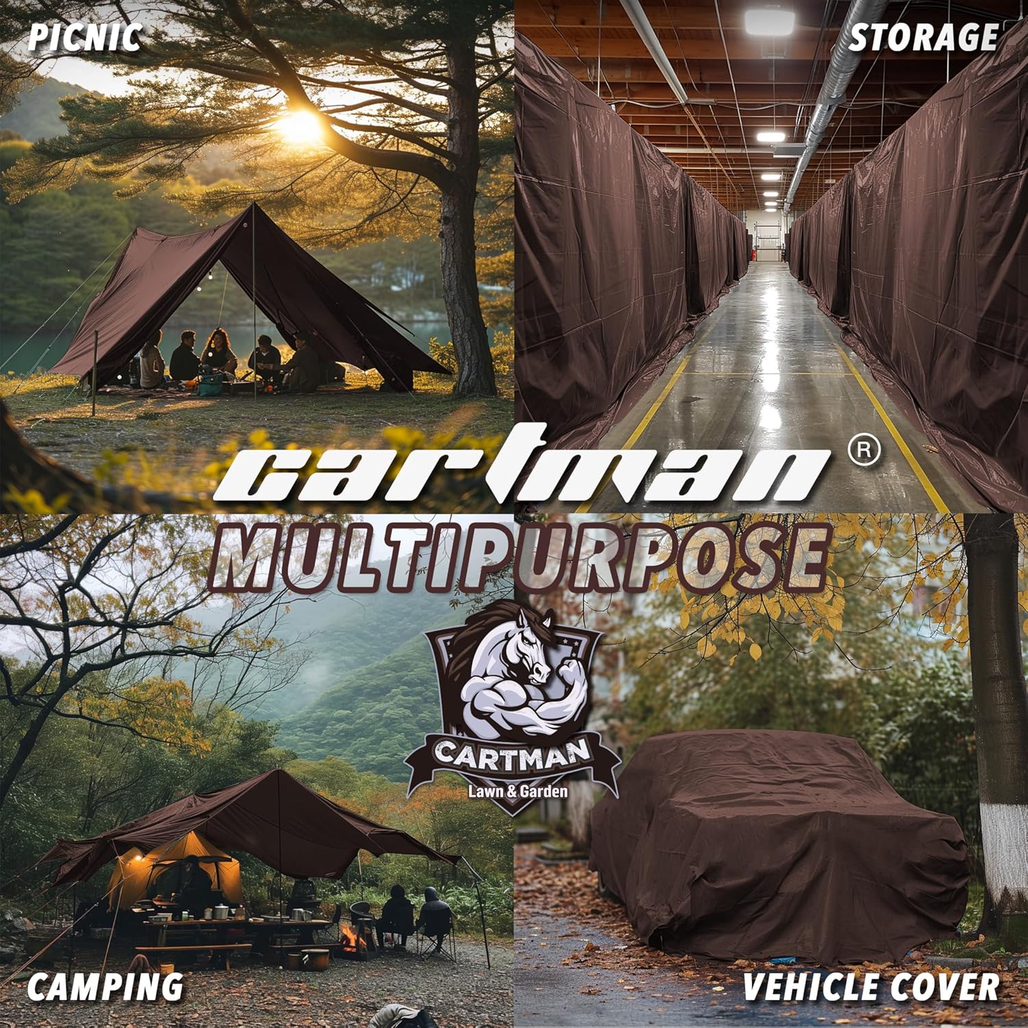 CARTMAN Finished Size 8x10 Feet Extra Thick 20 Mil Brown Ultra Heavy Duty Poly Tarp, Multipurpose Protective Cover, UV Resistant, Waterproof Poly Tarpaulin with Reinforced Edges - Image 7