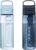 LifeStraw Go Series, BPA-Free Water Bottle for Travel and Everyday Use Removes Bacteria, Parasites, Microplastics, Improves Taste, 22oz 2-Pack; Icelandic Blue and Aegean Sea