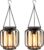 Solar Hanging Lanterns Outdoor: 2 Pack Metal Solar Hanging Lights with Hook, Bright – Warm Waterproof LED Lanterns for Outside, Classic Decorative Solar-Powered Light for Yard Garden Patio Porch Decor