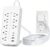 Flat Extension Cord 15 ft, Surge Protector Power Strip with 8 Outlets 4 USB, Flat Plug Outlet Extender, Extension Cord with Multiple Outlets for Indoor, Office Supplies, Dorm Room Essentials, White