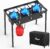 3 Burner Propane Gas Stove | Waterproof Cover | 225,000 BTU High Pressure Outdoor Cooker | Detachable Legs | 20 PSI Regulator | Ideal for Camping, Tailgating & Backyard Outdoor Cooking