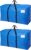 2 Pack Heavy Duty Moving Bags with Backpack Straps & Handles, Large Storage Bags with Zipper for Clothes, College Moving Supplies and Dorm Essentials (33 Gal, Blue)
