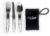 3-Piece Compact Camping Silverware & Utensil Set – Portable Cookware Kit for Hiking, Backpacking, Travel, BBQ & Grilling – Folding Reusable Stainless Steel Knife, Fork & Spoon in Tidy Black Bag