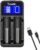 Intelligent Charger, Snado LCD Display Universal Smart Charger for Rechargeable Batteries Li-ion Batteries 18650 18490 18350 17670 17500 16340 14500, Ni-MH/Ni-Cd A AA AAA Battery (2 Slots)