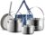 Camping Cookware Set 304 Stainless Steel 8-Piece Pots & Pans Open Fire Cooking Kit | Frying Pan Steamer with Travel Tote Bag | Compact For Outdoors & Indoors Kitchen Family Campfire Hiking RV