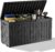 Outdoor Waterproof Resin Storage Deck Box Lockable Outside Bench UV Resistant Bin Patio Porch Furniture Pool Float Garden Tool Cushion (Black, 85 Gallon)